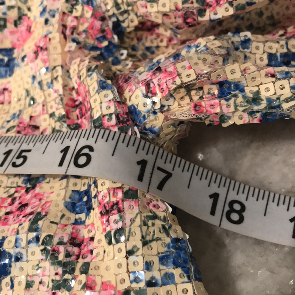 Zara Sequin Cropped Top Womens Small Cottagecore Barbiecore Ruffled Floral Boho - Picture 12 of 13